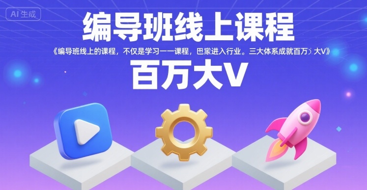 编导班线上课程，不仅是学习一门课程，更是进入一个行业，三大体系成就百万大V-大兵轻创资源库