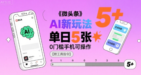 微头条AI新玩法，小白单日5张+，0门槛手机可操作【附工具指令】-大兵轻创资源库