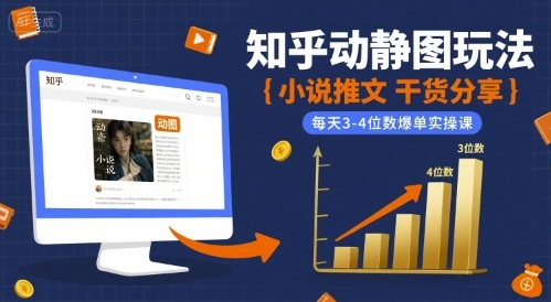 小说推文干货分享之知乎动静图玩法，每天3-4位数爆单实操课-大兵轻创资源库