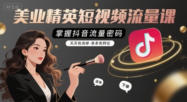 美业精英短视频流量课，掌握抖音流量密码，天天有询单，条条有转化-大兵轻创资源库
