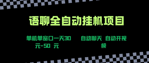 语聊自动视频自动聊天项目全新玩法，单机单窗口一天30-50+，新手看完直接上手【揭秘】-大兵轻创资源库