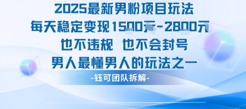 2025最新男粉项目玩法每天变现1k+也不违规也不会封号男人最懂男人的玩法-大兵轻创资源库