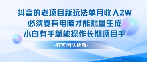 老项目新玩法单月收入2W小白有手就能操作长期项目-大兵轻创资源库