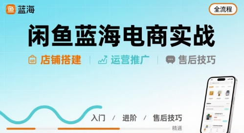 闲鱼蓝海电商实战，店铺搭建运营售后全流程-大兵轻创资源库