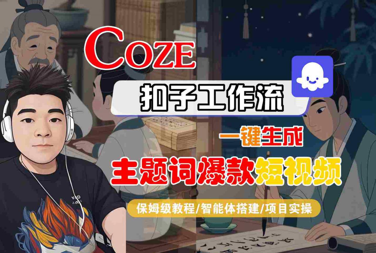 COZE扣子工作流一键生成主题词爆款短视频，保姆级教程-智能体搭建-项目实操-大兵轻创资源库