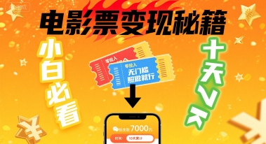 小白必看！卖电影票项目，零投入无门槛谁都能做，十天到手 7k，照做就行【揭秘】-大兵轻创资源库