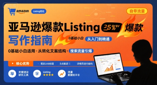 亚马逊爆款Listing写作方法，亚马逊0基础小白也能写爆款自带流量的Listing-大兵轻创资源库