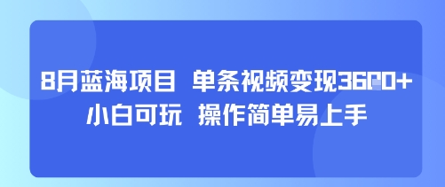 8月AI蓝海项目，单条视频变现1k+ 小白可玩 操作简单易上手-大兵轻创资源库