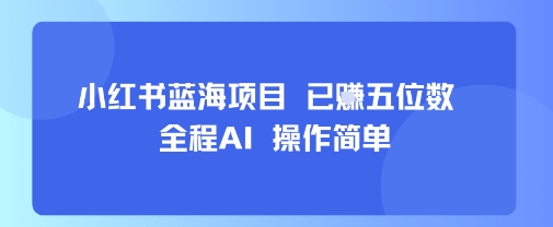 小红书蓝海项目，全程AI，操作简单，已挣五位数-大兵轻创资源库