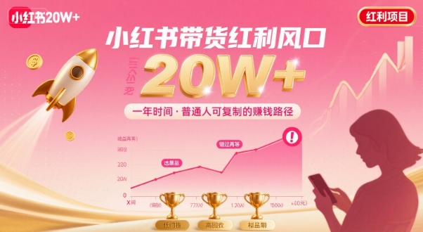 一年时间靠小红书带货项目年入20w+，最不能错的大红利项目-大兵轻创资源库