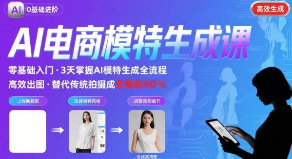 AI模特进阶课程，0基础高效生成逼真电商模特图-大兵轻创资源库