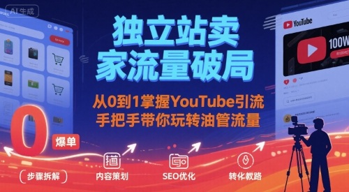 独立站卖家流量破局：从0到1掌握YouTube引流，手把手带你玩转油管流量-大兵轻创资源库