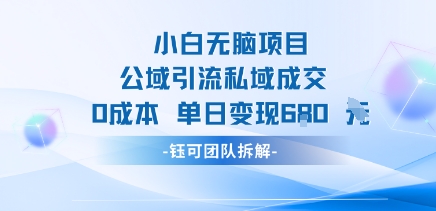 小白无脑项目公域引流私域成交0成本单日变现680米-大兵轻创资源库
