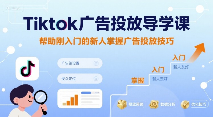 Tiktok广告投放导学课，帮助刚入门的新人掌握广告投放技巧-大兵轻创资源库
