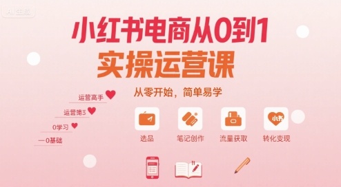 小红书电商从0到1实操运营课，从零开始，简单易学-大兵轻创资源库