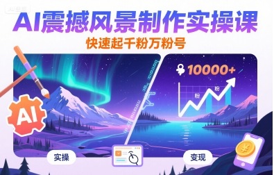 AI震撼风景制作实操课，快速起千粉万粉号-大兵轻创资源库