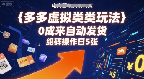 多多虚拟类目玩法，0成本全自动发货，矩阵操作日5张-大兵轻创资源库