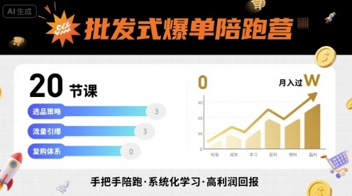批发式爆单陪跑营，20节课带你实现批发式爆单，带你经松月入过W-大兵轻创资源库