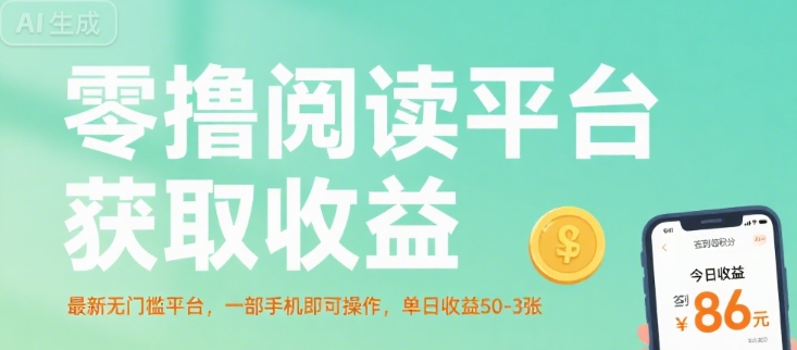 零撸阅读平台获取收益，最新无门槛平台，一部手机即可操作，单日收益50-3张【揭秘】-大兵轻创资源库