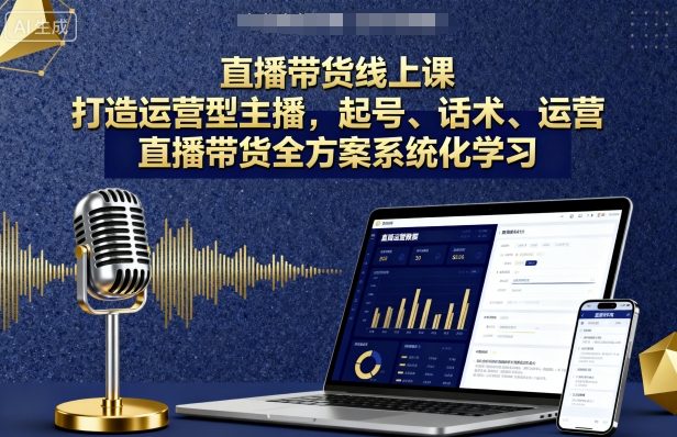 直播带货线上课，打造运营型主播，起号、话术、运营，直播带货全方案系统化学习-大兵轻创资源库