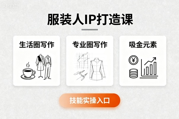 服装人IP打造课，文案创富+生活圈写作+专业圈写作+服装人专属+吸金元素+技能实操-大兵轻创资源库