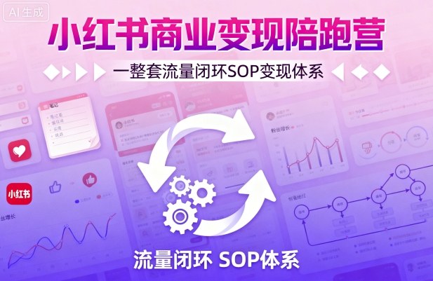 小红书商业变现陪跑营，轻IP矩阵 私域获客 聚光投流，一整套流量闭环SOP变现体系-大兵轻创资源库