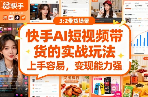 快手ai短视频带货的实战玩法，上手容易，变现能力强-大兵轻创资源库