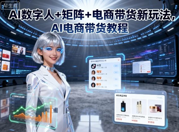 AI数字人+矩阵+电商带货新玩法，AI电商带货教程-大兵轻创资源库