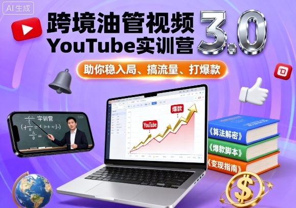 跨境油管视频YouTube实训营3.0，助你稳入局、搞流量、打爆款-大兵轻创资源库