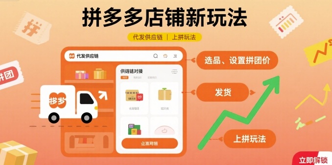 拼多多店铺新玩法，代发供应链上拼玩法-大兵轻创资源库