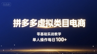 拼多多虚拟类目电商，零基础实战教学，单人操作每日100+-大兵轻创资源库