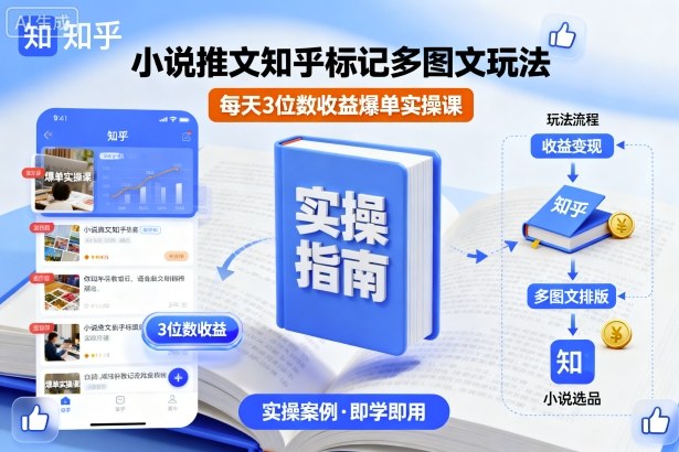 小说推文知乎标记多图文玩法，每天3位数收益爆单实操课-大兵轻创资源库