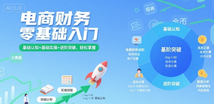 电商财务零基础入门，基础认知+基础实操+进阶突破，轻松掌握-大兵轻创资源库