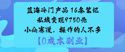 蓝海冷门产品：16条笔记私域变现9750米小众赛道，操作的人不多-大兵轻创资源库
