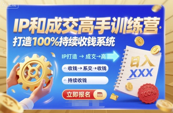 带你成为IP和成交高手的训练营，打造100%持续收钱系统-大兵轻创资源库