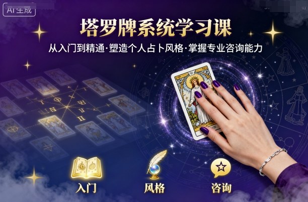 塔罗牌系统学习课，助你从入门到精通，塑造个人占卜风格，掌握专业咨询能力-大兵轻创资源库