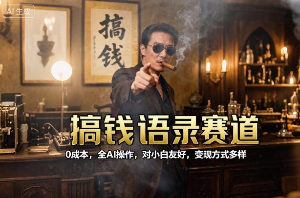 搞钱语录赛道，0成本，全AI操作，对小白友好，变现方式多样-大兵轻创资源库