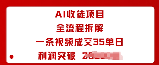 AI收徒项目全流程拆解一条视频成交35单日利润突破1k+-大兵轻创资源库