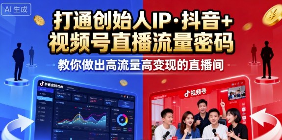 25年直播9-10两期线下课，打通创始人IP，抖音+视频号直播流量密码，教你做出高流量高变现的直播间-大兵轻创资源库