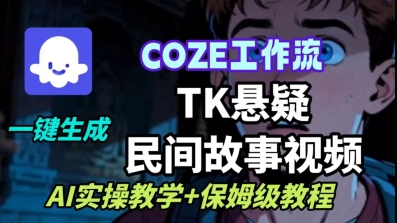 Coze扣子工作流一键生成TK悬疑民间故事视频，AI实操教学+保姆级教程-大兵轻创资源库