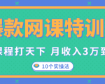 爆款网课特训营,一套课程打天下,网课变现的10个实操法,月收入3万到10万-大兵轻创资源库