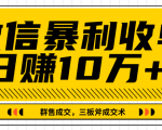 微信暴利收单日赚10万+,IP精准流量黑洞与三板斧成交术帮助你迅速步入正轨(完结)-大兵轻创资源库