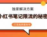 小红书笔记限流的秘密,被限流的笔记独家解决方案,打造高质量账号(共3节视频)-大兵轻创资源库