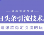 狼叔今日头条引流技术3.0,打造爆款稳定引流的玩法,VLOG引流技术-大兵轻创资源库