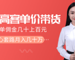 抖音高单价带货项目,一单佣金几十上百元,核心套路月入几十万(共3节)-大兵轻创资源库