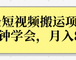 操作性非常强的头条号短视频搬运项目，3分钟学会，轻松月入8000+-大兵轻创资源库