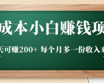 零成本小白赚钱实操项目,一天可赚200+ 每个月多一份收入来源-大兵轻创资源库