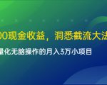 单日500现金收益,洞悉截流大法,一个批量化无脑操作的月入3万小项目-大兵轻创资源库