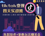 tiktok变现四天实战班，连怼技术+矩阵玩法赚美金！价值998元-大兵轻创资源库