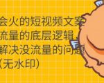 只说话就会火的短视频文案课，从根本上解决没流量的问题-大兵轻创资源库